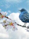 bird, blue, clouds