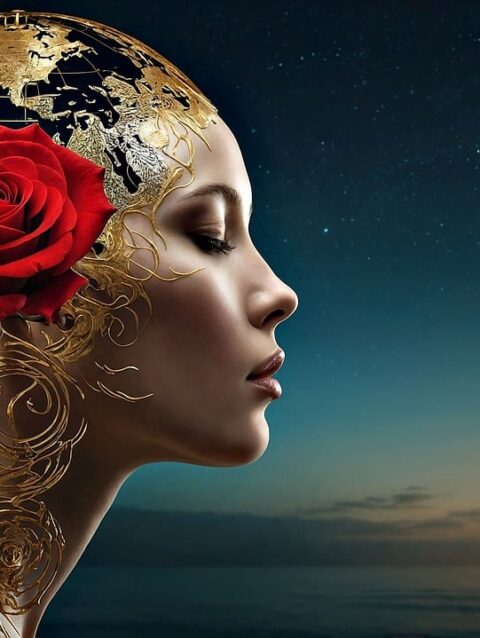 woman, rose, nature
