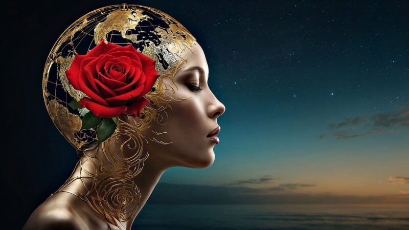 woman, rose, nature