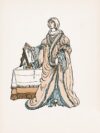 woman in white and brown dress illustration