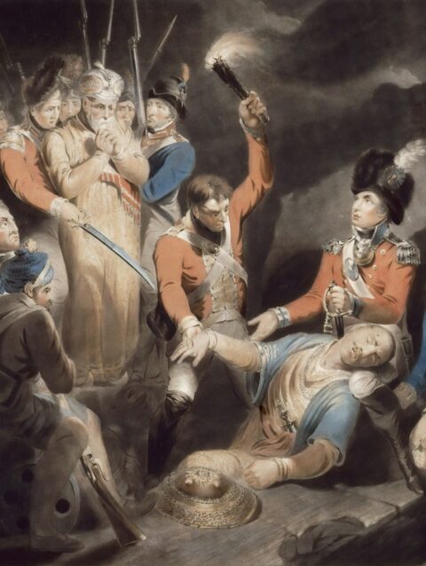 painting of man holding person's hand