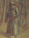 man holding hunting rifle canvas painting