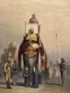 man riding elephant painting