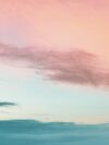 A pink and blue sky with some clouds